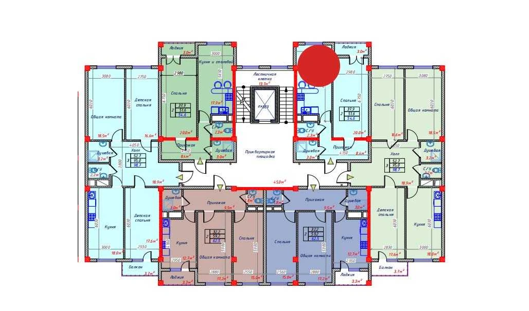 2-комнатная квартира 54.6 м²  7/7 этаж