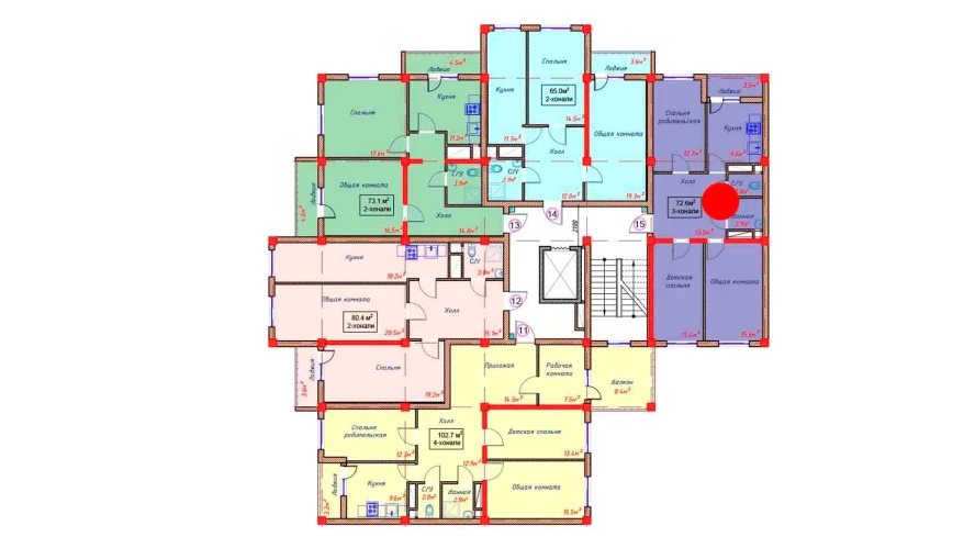 3-комнатная квартира 72.6 м²  8/8 этаж