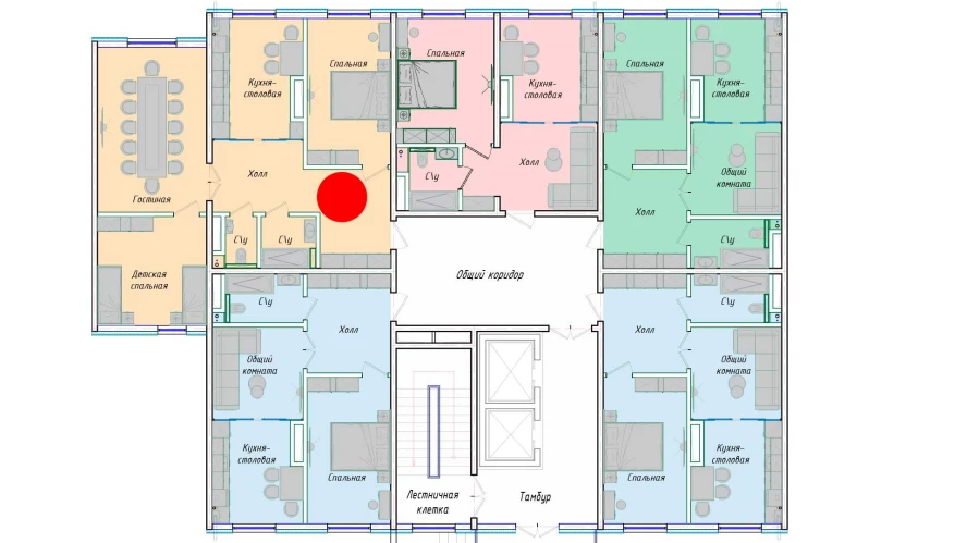 3-xonali xonadon 87.34 m²  1/1 qavat