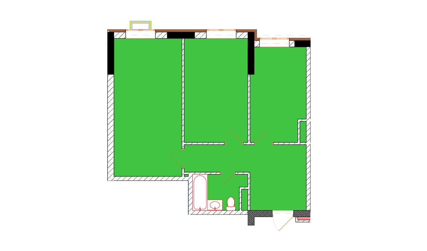 2-комнатная квартира 65 м²  7/7 этаж