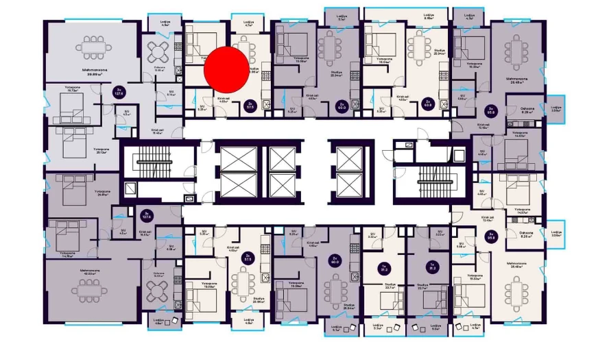 2-комнатная квартира 54.5 м²  3/3 этаж