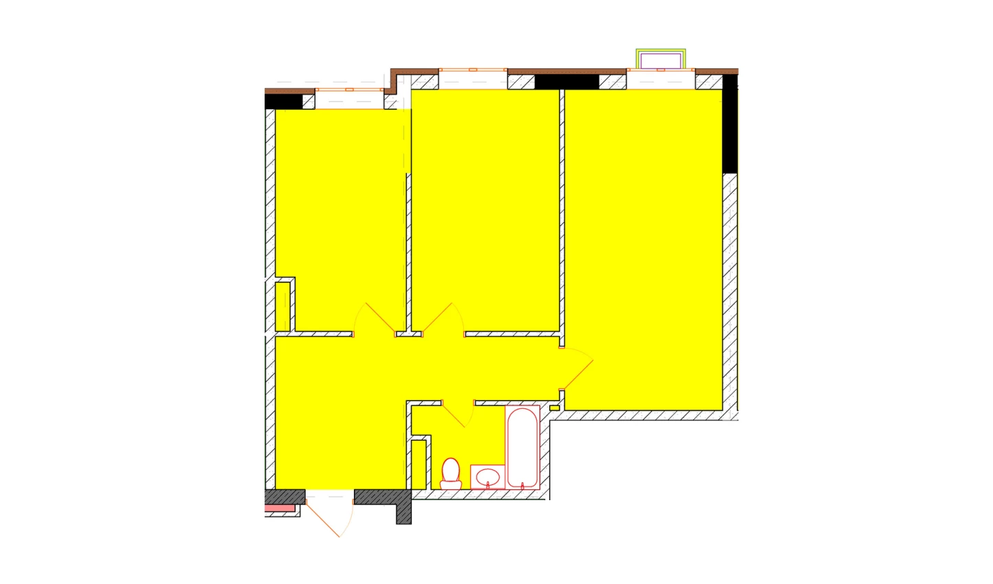 2-xonali xonadon 66.3 m²  6/6 qavat