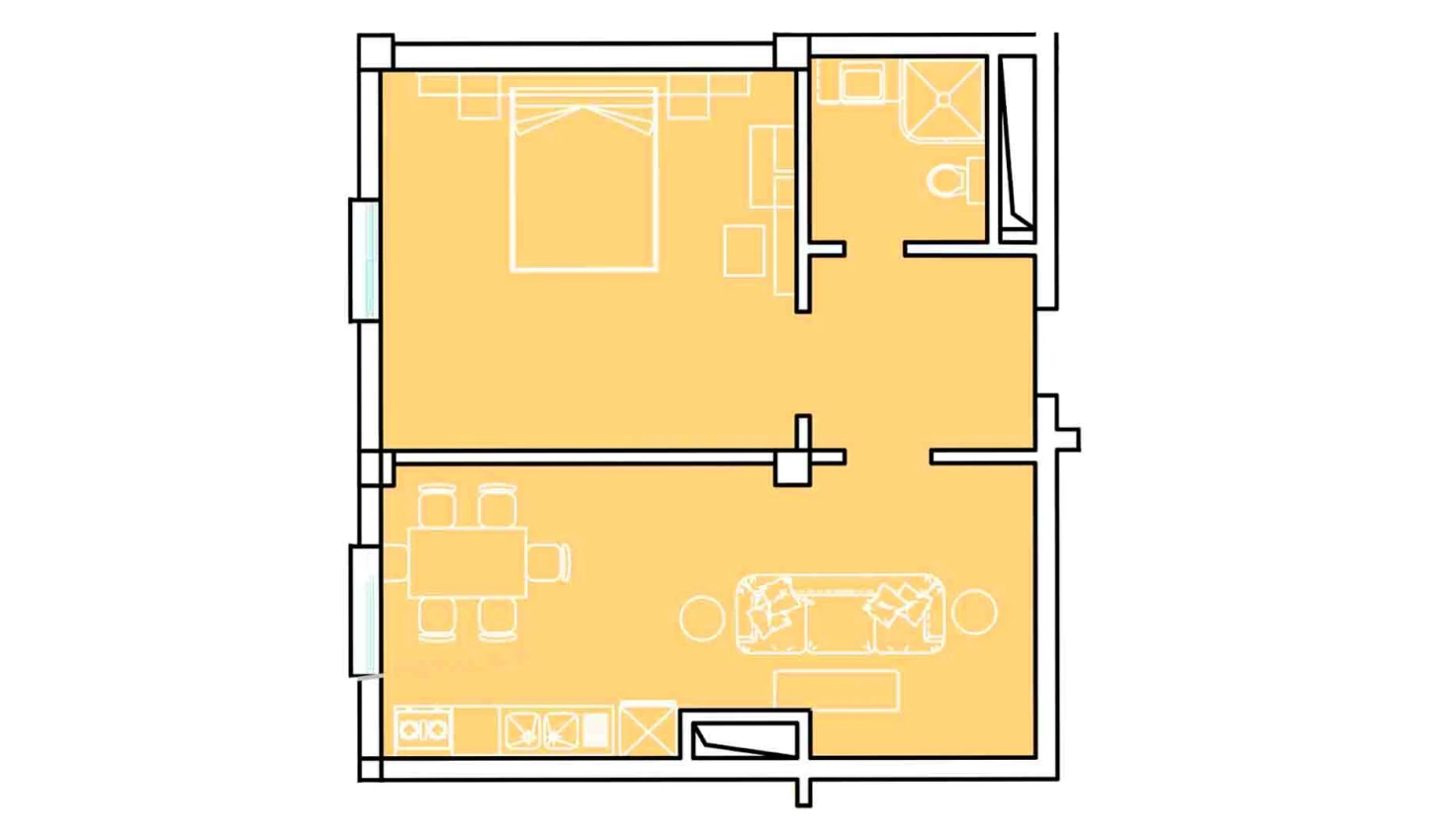 3-xonali xonadon 58.25 m²  1/1 qavat