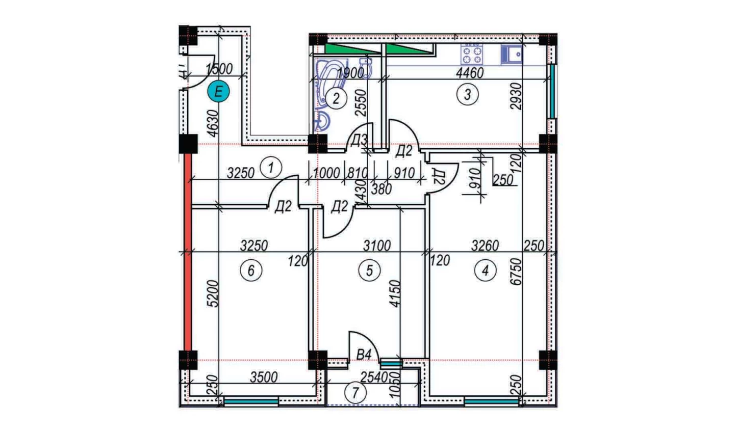 3-xonali xonadon 86.41 m²  8/8 qavat