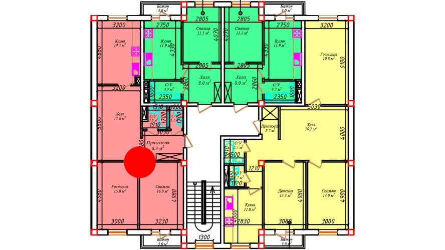 2-комнатная квартира 99.5 м²  4/4 этаж