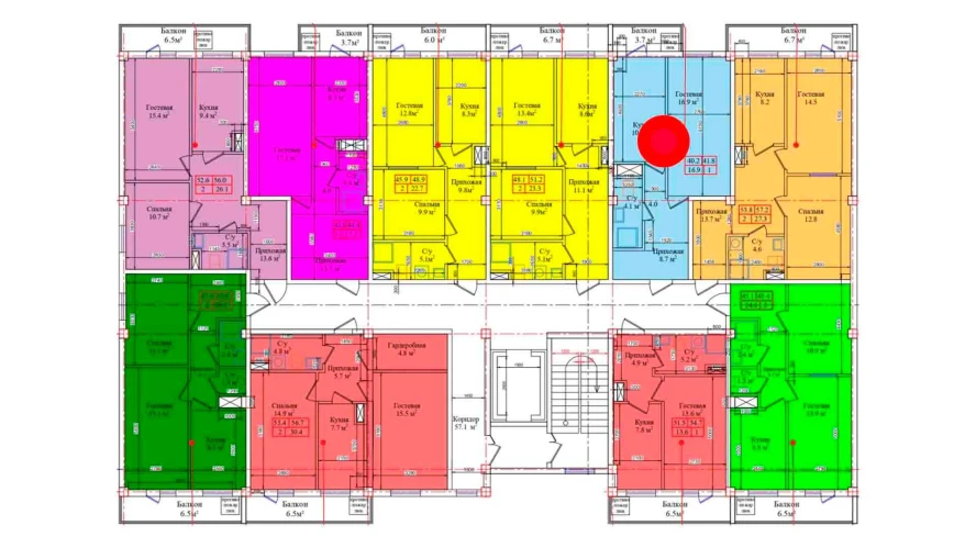 1-комнатная квартира 41.8 м²  2/2 этаж