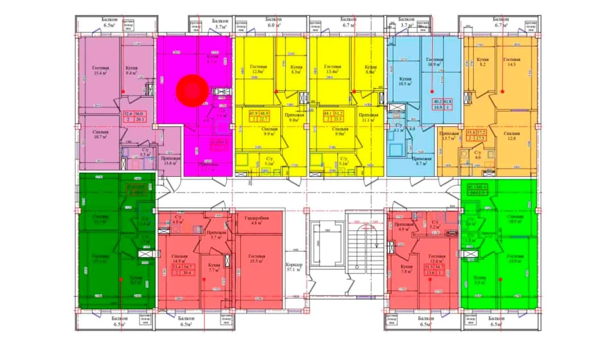 1-комнатная квартира 44.4 м²  2/2 этаж