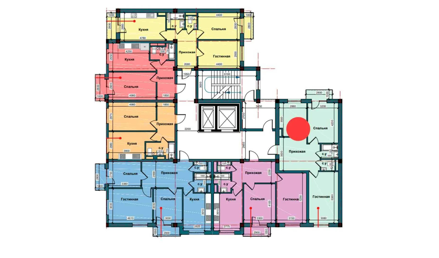 2-xonali xonadon 63.7 m²  7/7 qavat