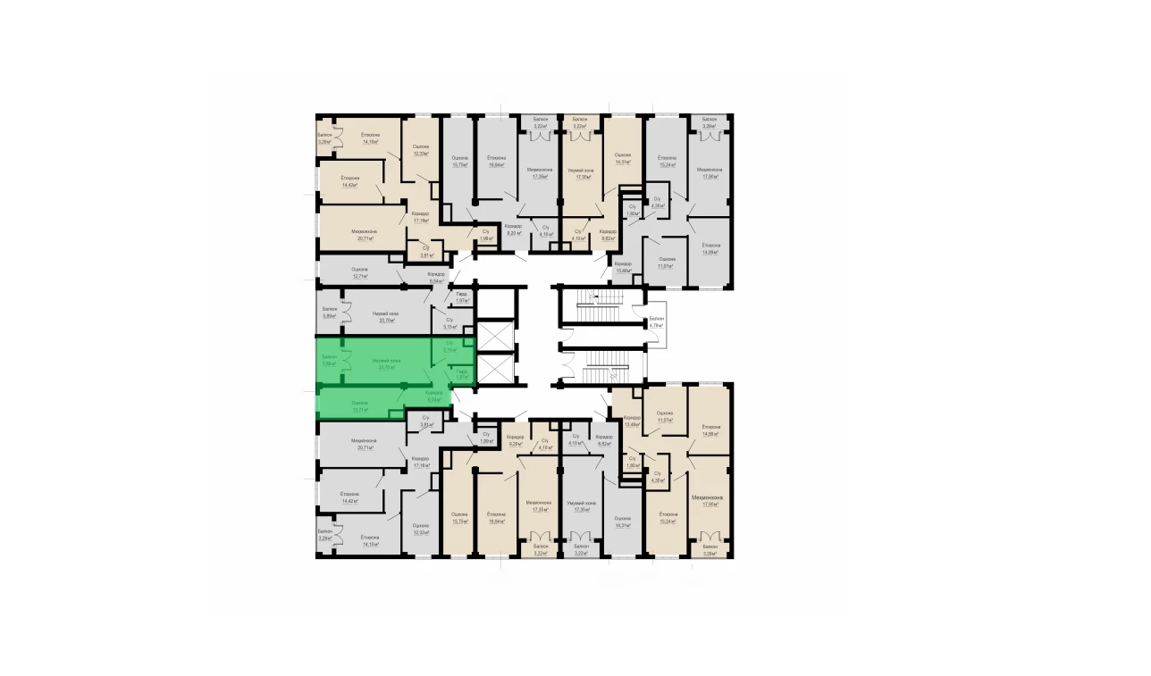 1-комнатная квартира 53 м²  6/6 этаж