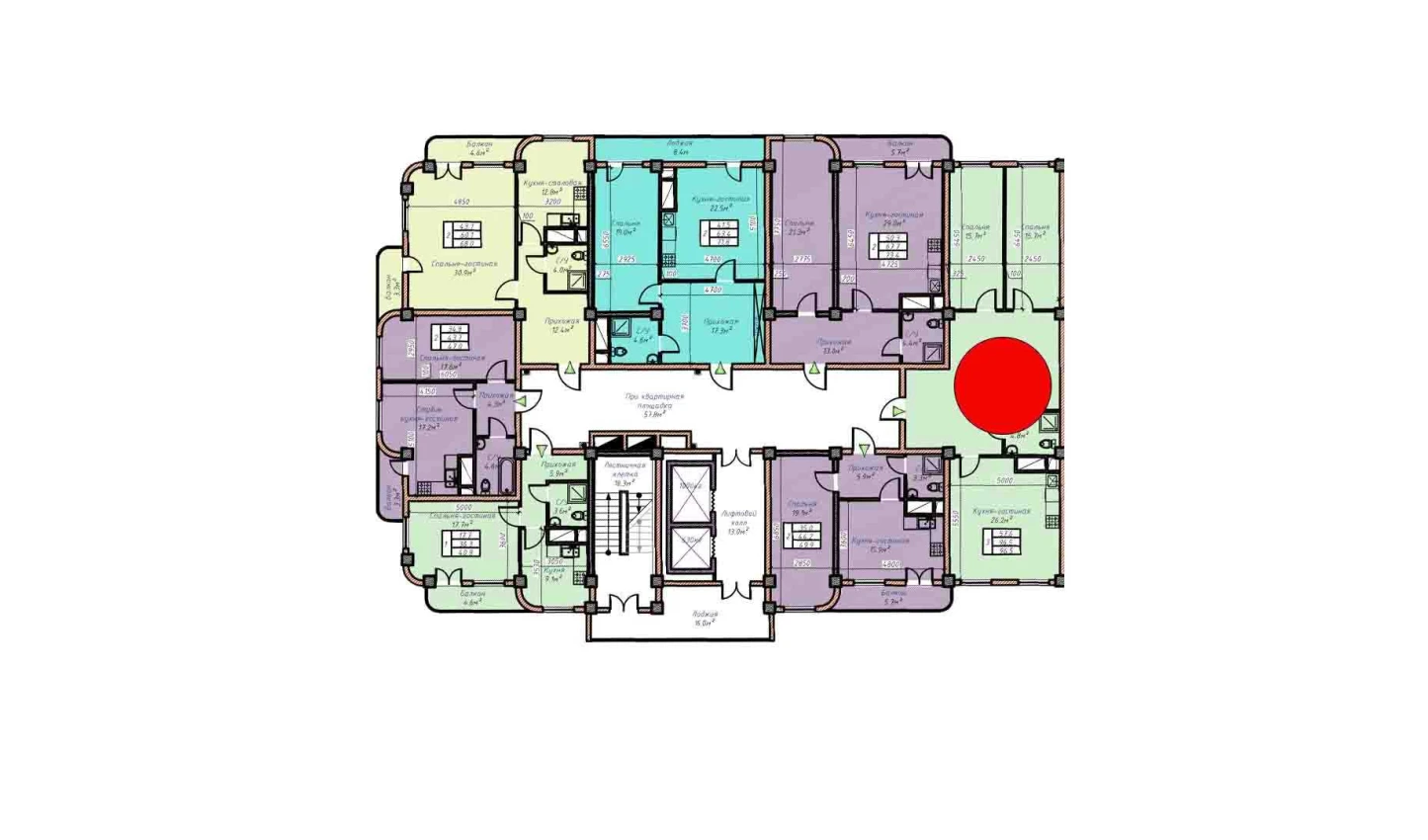 3-комнатная квартира 96.5 м²  6/6 этаж