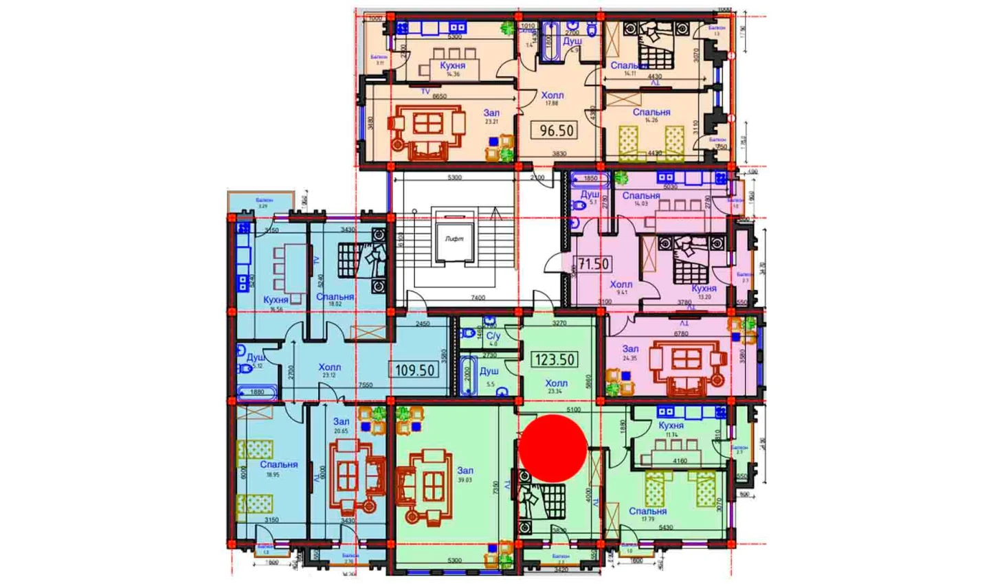 3-комнатная квартира 123.5 м²  7/7 этаж