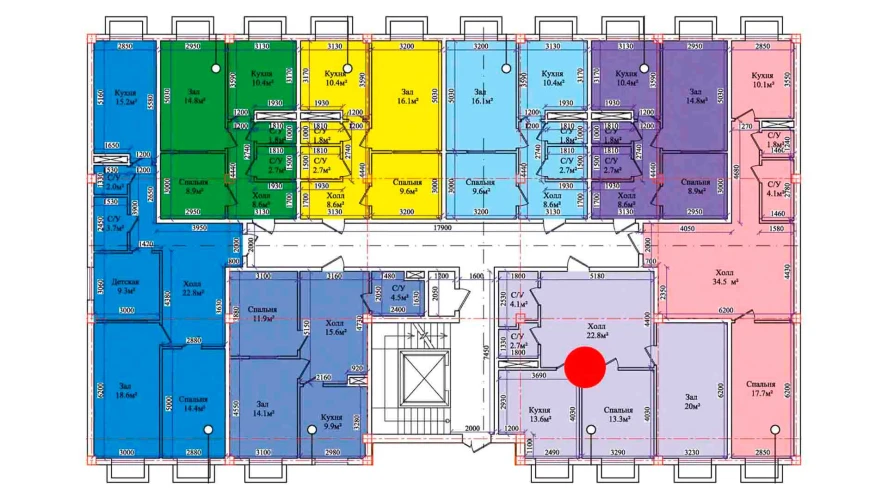 2-комнатная квартира 79.1 м²  1/1 этаж