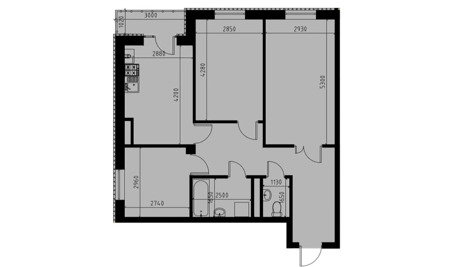 3-xonali xonadon 69.46 m²  9/9 qavat