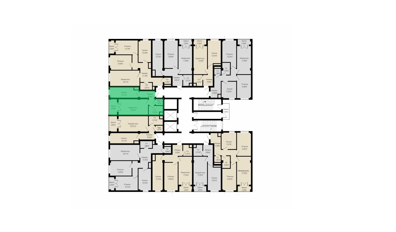 1-комнатная квартира 53 м²  13/13 этаж