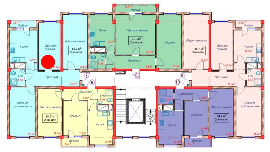 3-xonali xonadon 85.7 m²  4/4 qavat