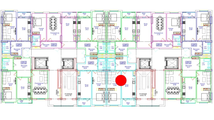 1-xonali xonadon 56.68 m²  6/6 qavat