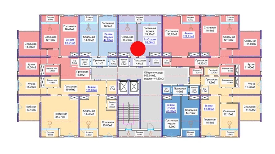 2-комнатная квартира 52.06 м²  3/3 этаж