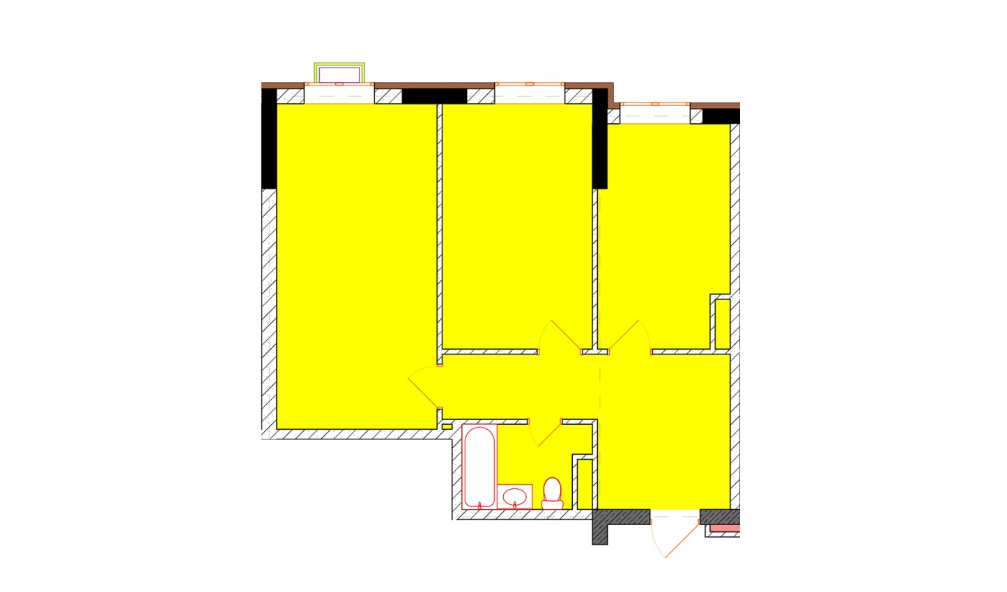 2-xonali xonadon 66.3 m²  6/6 qavat