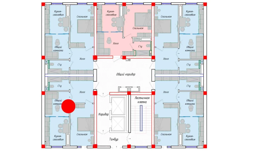 2-xonali xonadon 40.69 m²  1/1 qavat