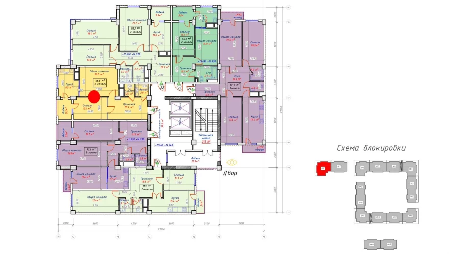 2-xonali xonadon 68.6 m²  15/15 qavat