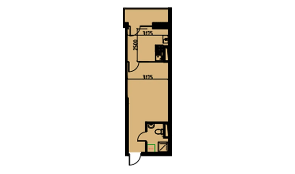 1-комнатная квартира 29.24 м²  10/10 этаж