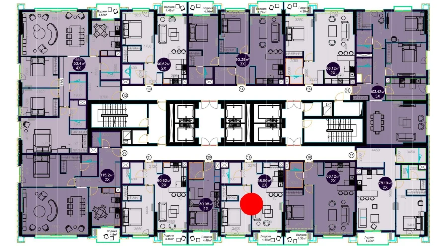 2-комнатная квартира 58.5 м²  6/6 этаж