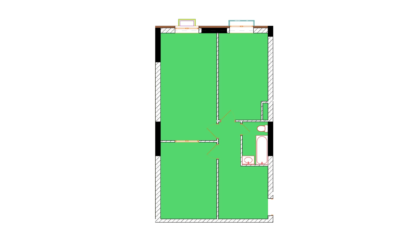 2-комнатная квартира 68.7 м²  2/2 этаж