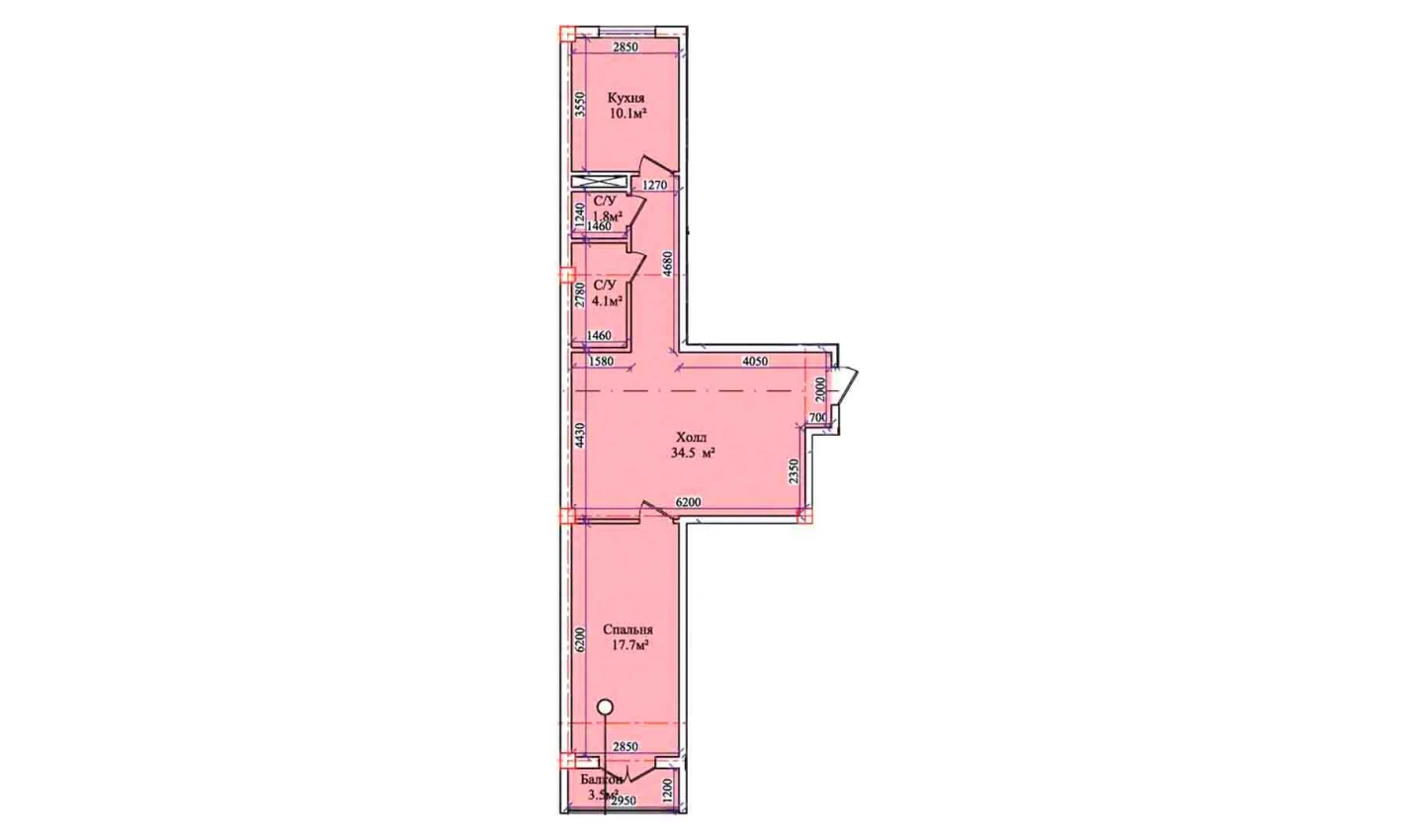 2-xonali xonadon 70.6 m²  2/2 qavat