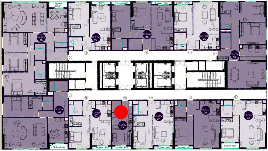 1-комнатная квартира 27.82 м²  2/2 этаж