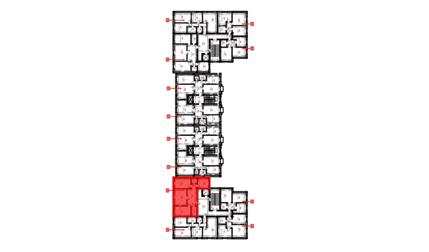 3-xonali xonadon 88.7 m²  6/6 qavat