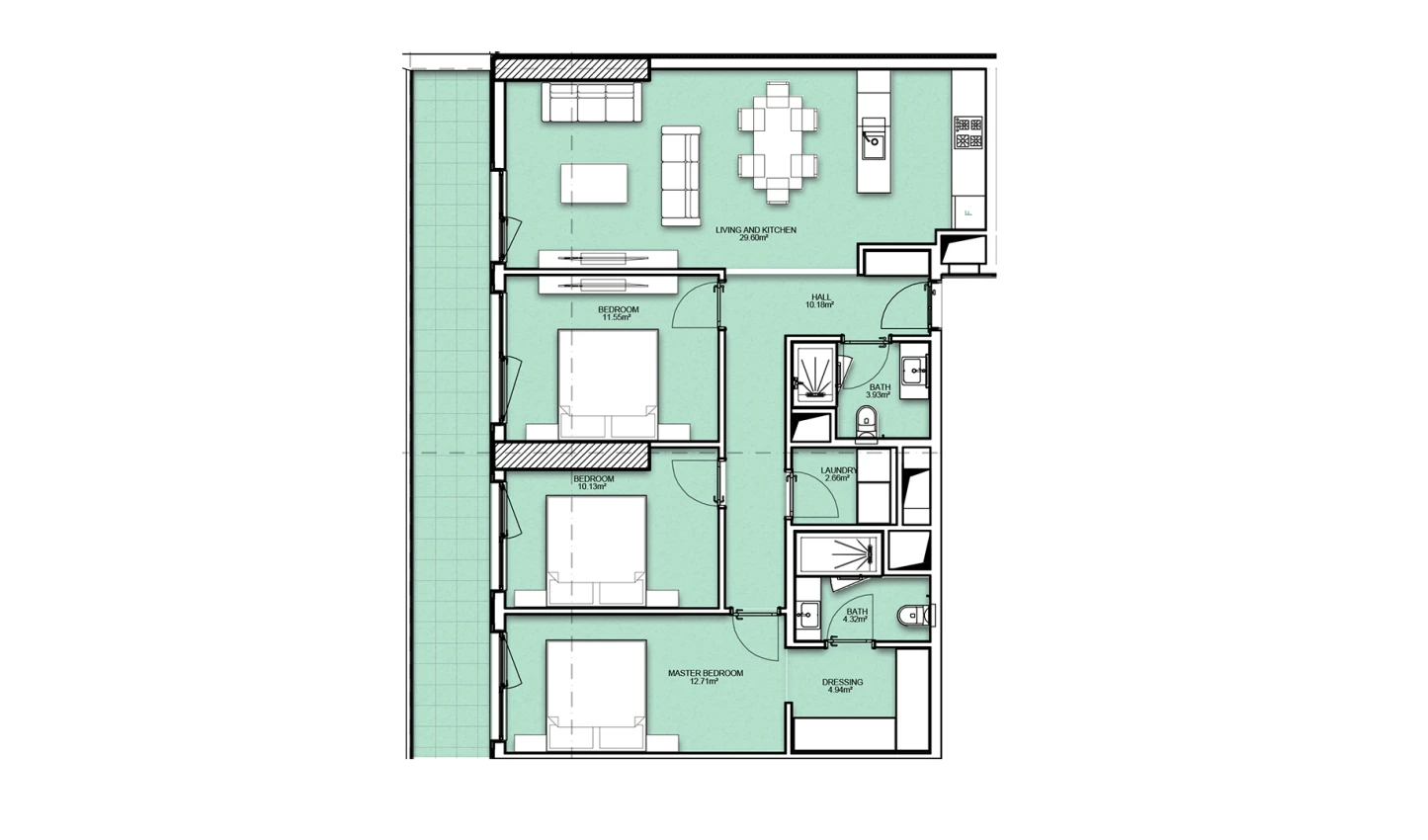 4-комнатная квартира 112.73 м²  23/23 этаж