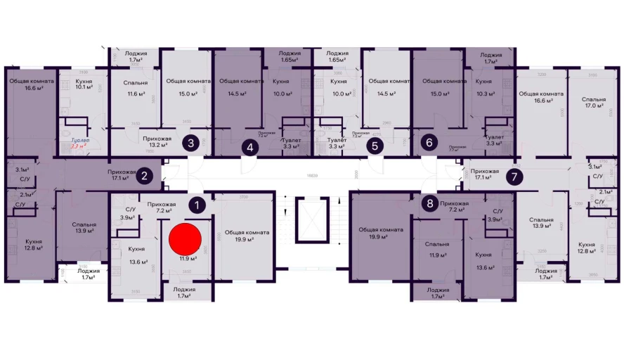 2-xonali xonadon 58.2 m²  5/5 qavat