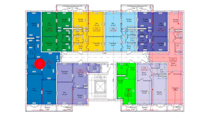 3-xonali xonadon 92.7 m²  2/2 qavat