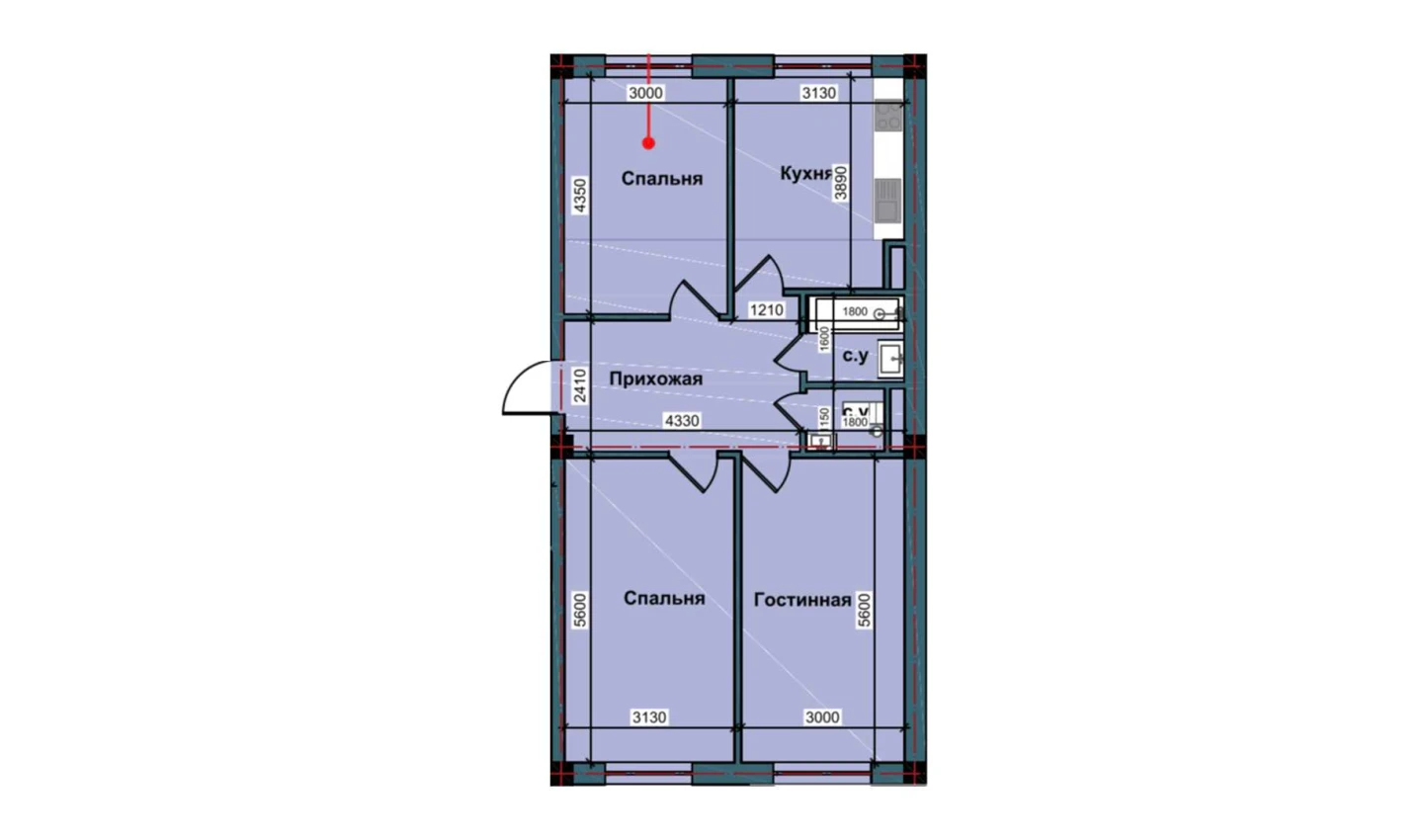 3-xonali xonadon 78.6 m²  1/1 qavat