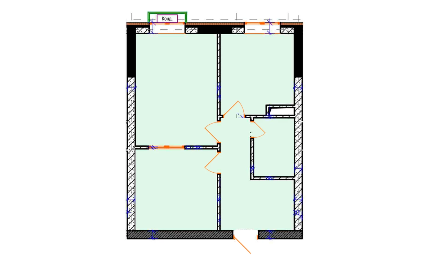 2-xonali xonadon 47.3 m²  9/9 qavat