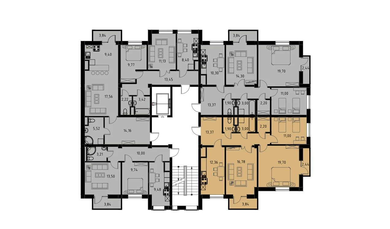 3-xonali xonadon 82.19 m²  9/9 qavat