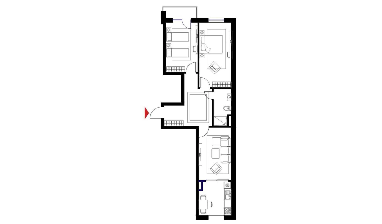 3-комнатная квартира 71.6 м²  2/2 этаж