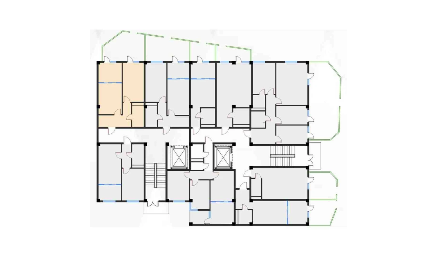 2-комн. квартира 45.87 м²  1/7 этаж | Жилой комплекс Bochka Resort