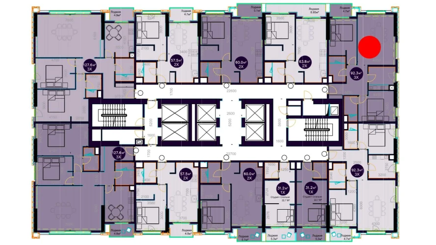 3-комнатная квартира 92.3 м²  9/9 этаж