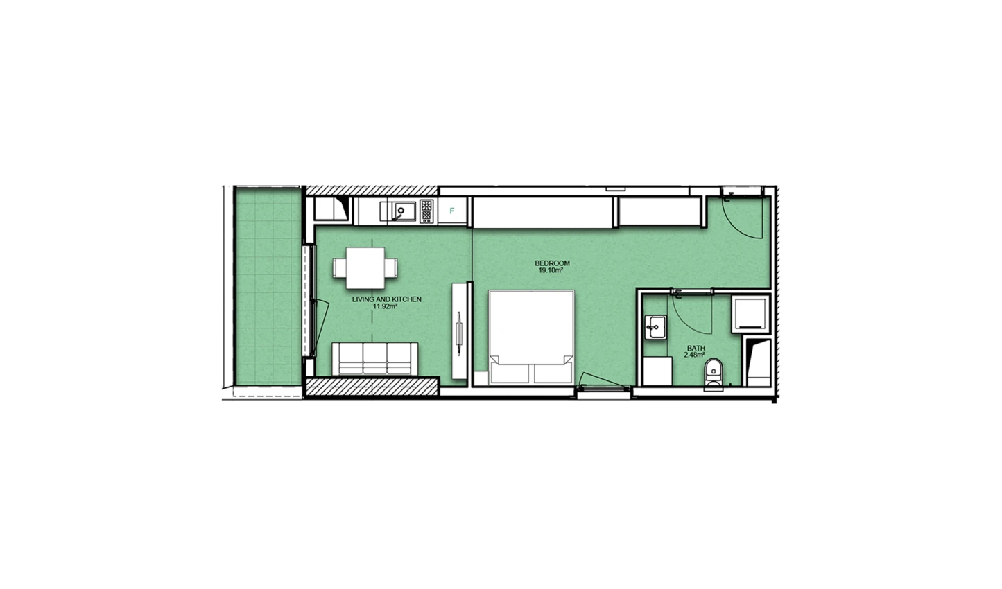 3-комнатная квартира 42.49 м²  13/13 этаж