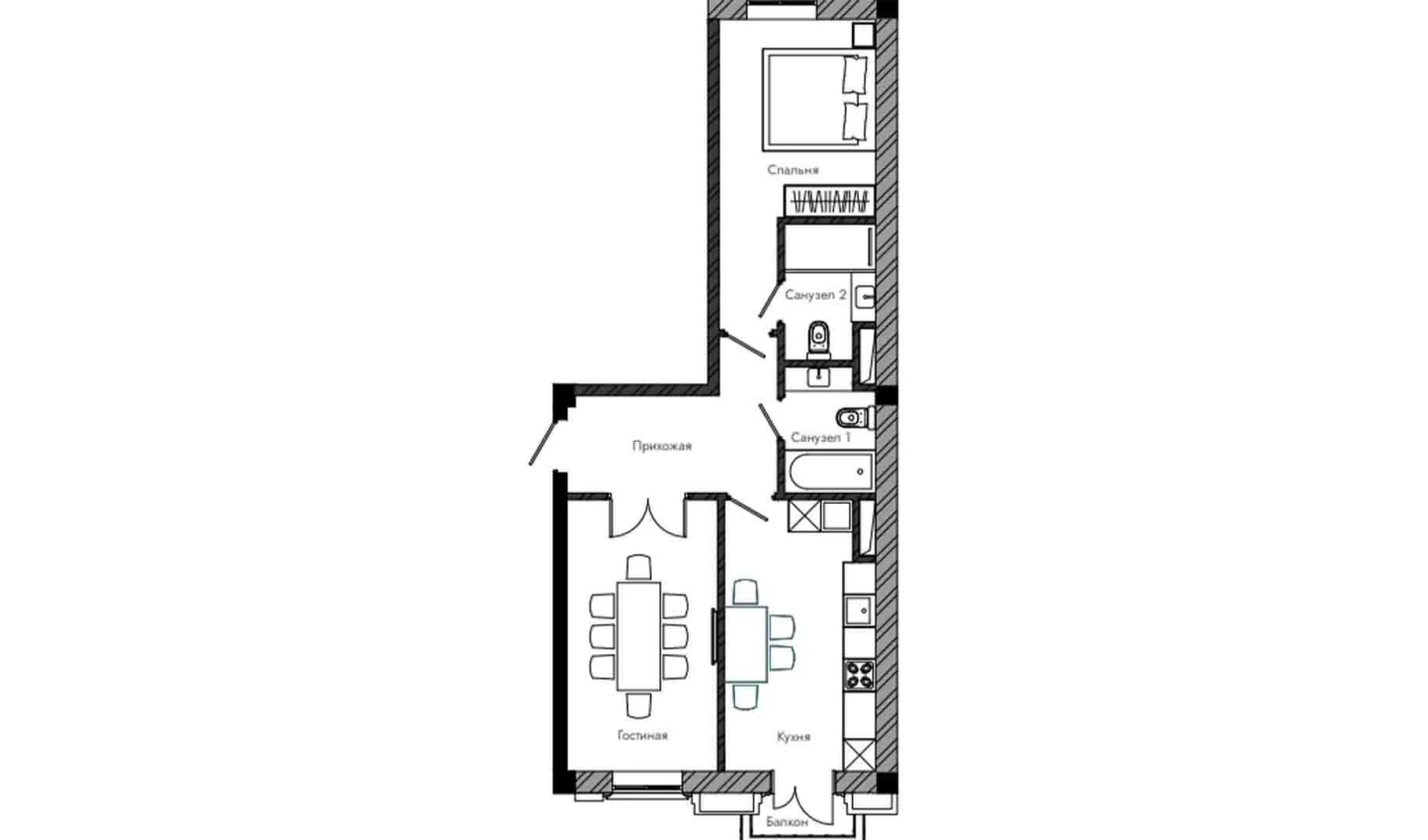 2-комнатная квартира 62.66 м²  10/10 этаж