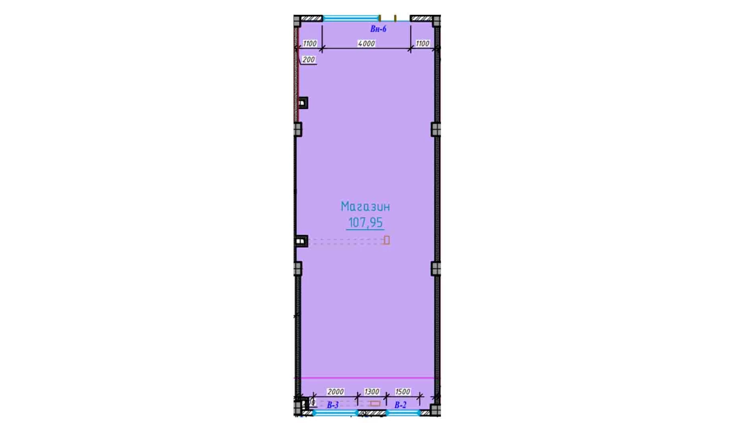 1-xonali xonadon 107.95 m²  1/1 qavat