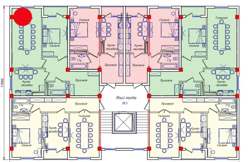 2-xonali xonadon 72.44 m²  8/8 qavat