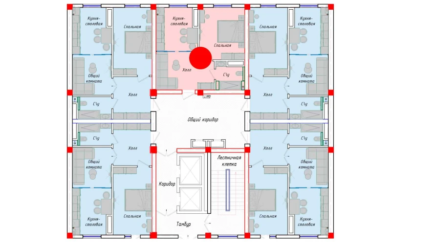 1-комнатная квартира 40.87 м²  1/1 этаж