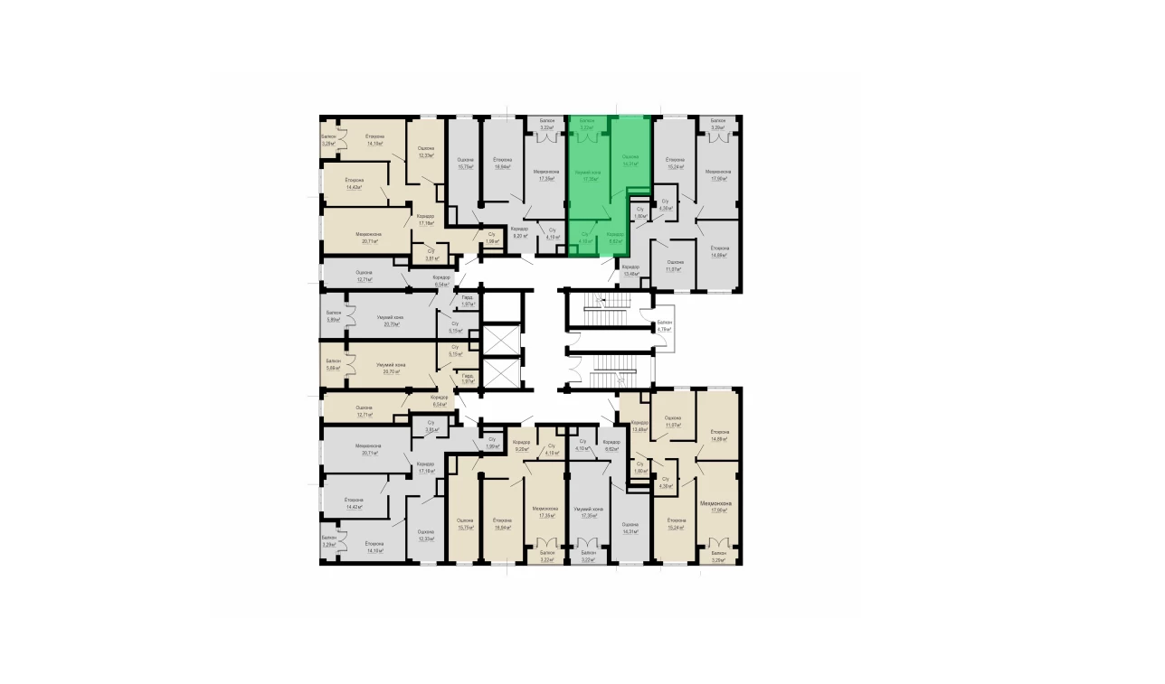 1-комнатная квартира 45.6 м²  13/13 этаж