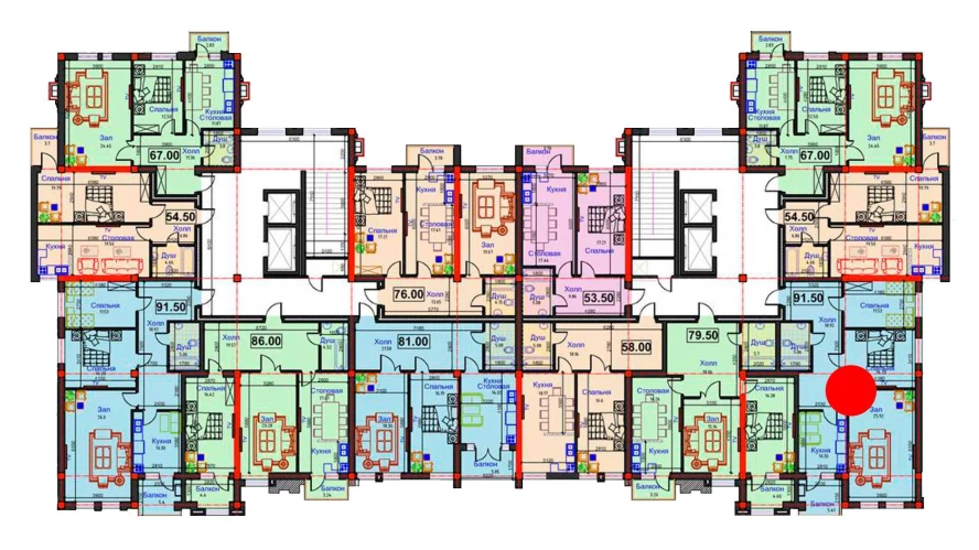 3-xonali xonadon 91.5 m²  12/12 qavat