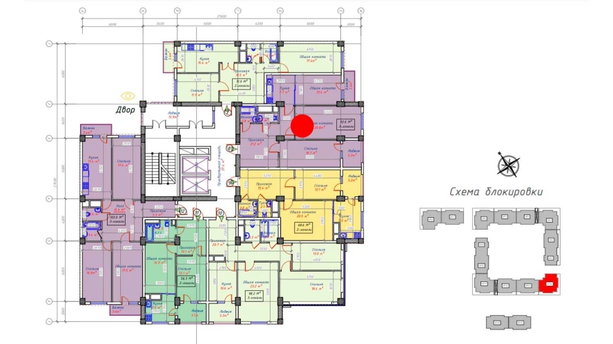 3-xonali xonadon 92.6 m²  15/15 qavat