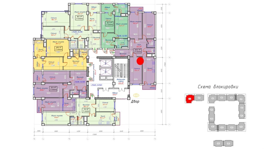 3-комнатная квартира 103 м²  4/4 этаж