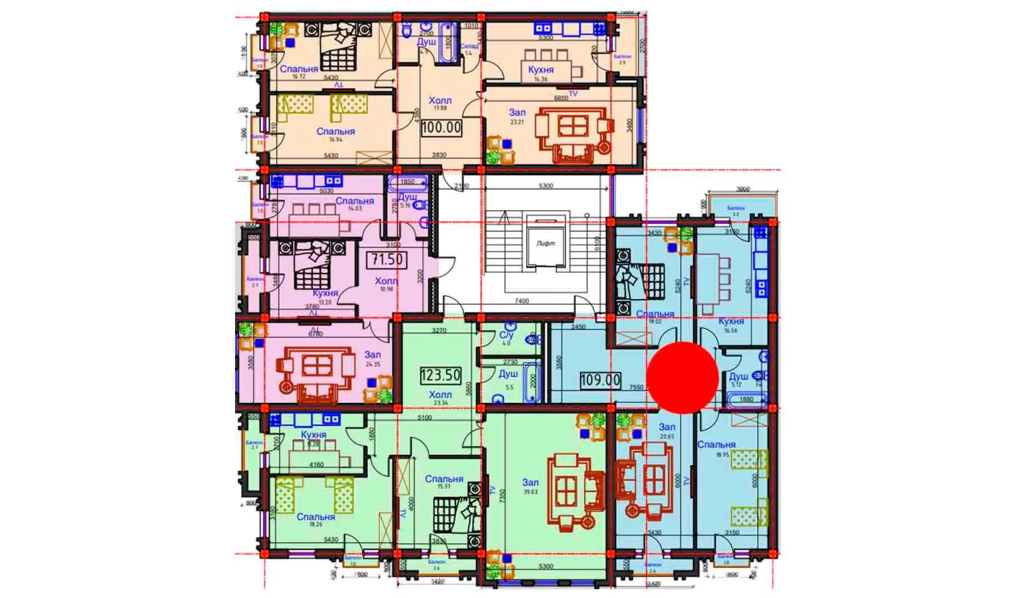 3-комнатная квартира 109.5 м²  7/7 этаж