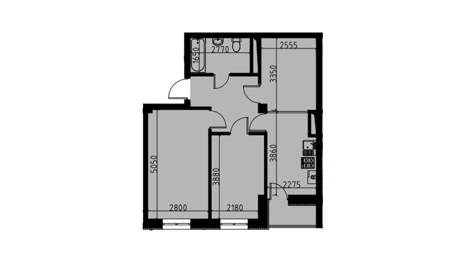 2-комнатная квартира 53.27 м²  9/9 этаж